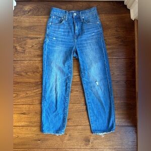 Madewell Distressed Boyfriend Jeans in Blue Denim
